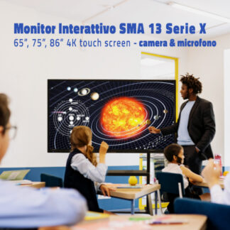 Monitor lavagna interattiva 65", 4K, fino a 40 utenti, Android 13 (8GB Ram - 128GB Rom), con camera e array 8 microfoni