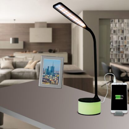 Lampada LED nera con charger USB e luci d’atmosfera - Image 5