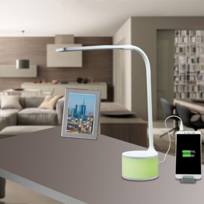 Lampada LED bianca con charger USB e luci d’atmosfera - Image 4